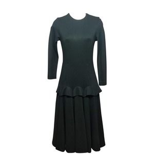 FRONT ROW BLACK KNIT POLY MIDI DRESS XS
